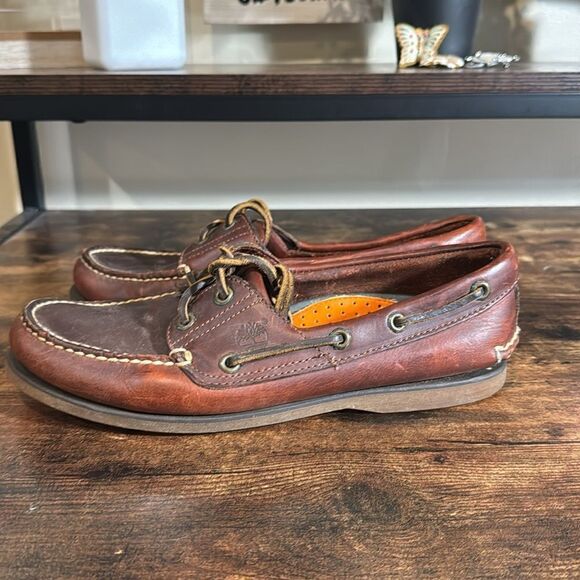 Timberland dark brown boat shoes size 9w/7m main image 4